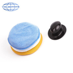 Volodymyr Wax Pad Applicator 3pcs 13cm Pads Per Kit Microfiber Sponge Plastic Handle for Car Cleaning Waxing Auto Care Detailing