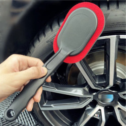 Car Tire Shine Applicator Tire Dressing Waxing Sponge Brush with Curved Handle for Auto Detailing Easy to Use Tire Cleaning Tool