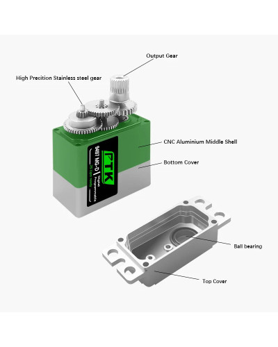 Servo Digital PTK 9497 MG-D 20g, engranaje de Metal programable 2S Lip