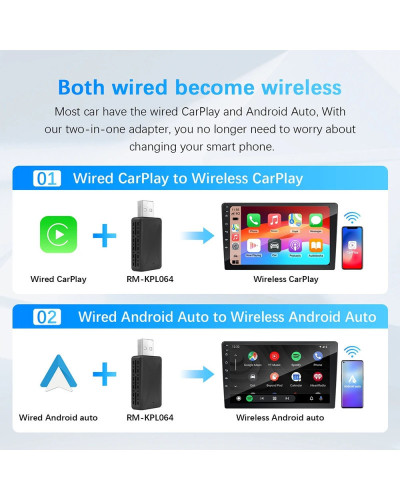 Adaptador inalámbrico Carplay Android Auto Dongle inteligente inalámbr