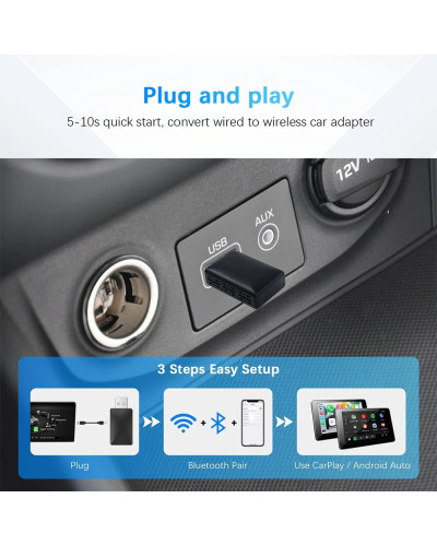 Adaptador inalámbrico Carplay Android Auto Dongle inteligente inalámbr