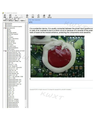 Software de reparación ECU, módulos de reparación de Pinout Immo, ubicación que incluye multímetros, Transistor EEprom, defectos