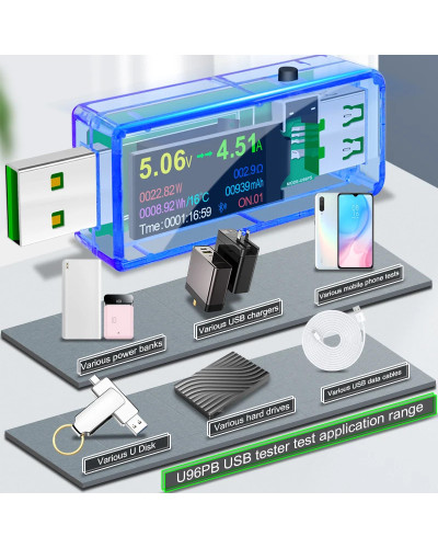 Probador USB 3,1 15 en 1, voltímetro Digital CC, amperímetro, medidor de corriente de voltaje, Detector de amperímetro, indicado