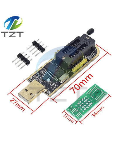 TZT CH341A/B 24 25 Series EEPROM Flash BIOS módulo programador USB + SOIC8 SOP8 Clip de prueba para EEPROM 93CXX/25CXX/24CXX KIT