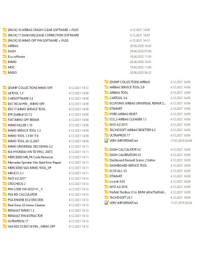 Gran paquete de Software de 200 piezas para programador, corrección de fuga de tablero, AIRBAG CRASH CLEAR, IMMO OFF, DASH, IMMO