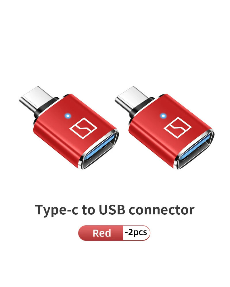 Convertidor de Puerto tipo C a USB, adaptador de Cable de carga, luz a