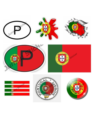 Pegatinas creativas de Portugal, mapa de la bandera de Portugal, calco