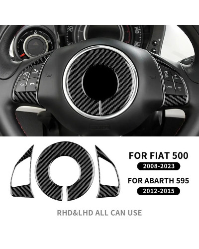 Pegatina de fibra de carbono suave Real para Fiat, 500 Abarth, 595, 2012, 2013, 2014, 2015, 2016, 2017, 2018, 2019, 2020, 2021, 