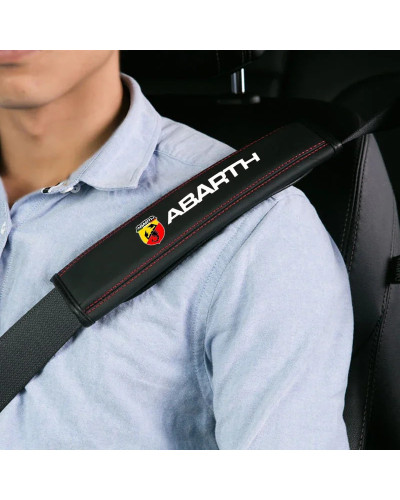 Funda protectora para cinturón de seguridad Interior de coche, accesorio de cuero de vaca para Fiat Abarth 595 Abarth 500 Abarth