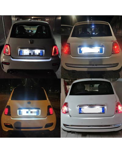 Luz LED de matrícula de 2 piezas para Fiat 500 Abarth 500 500C 695 595 6000K, luces blancas de xenón de alto brillo sin Error