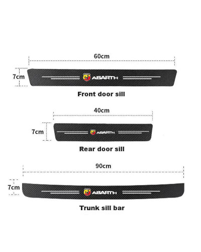 Pedales de umbral de coche, pegatinas protectoras de fibra de carbono para parachoques de Pedal de maletero, Abarth, Stilo, Pali
