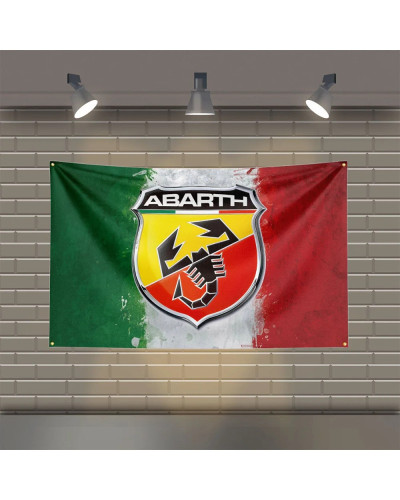 Abarths Fiat Racing car Flag, poliéster impreso, banderas de coche para habitación, decoración de garaje, 3x5 pies