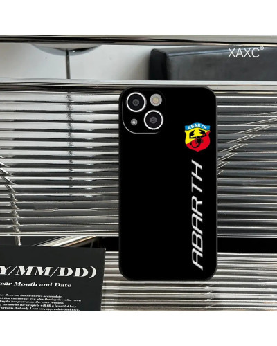 Abarth-funda de teléfono escorpión para Iphone, carcasa suave de esqueleto oscuro para modelos 15, 14, 12, 11, 13 Pro Max, Mini,