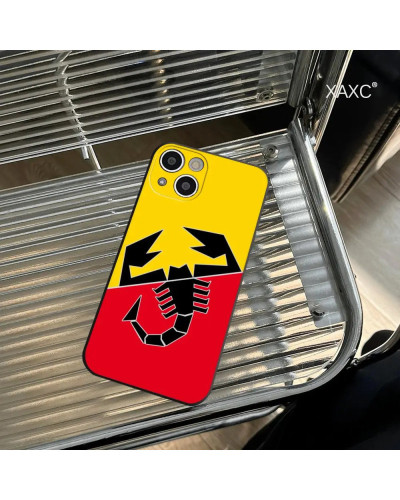 Abarth-funda de teléfono escorpión para Iphone, carcasa suave de esqueleto oscuro para modelos 15, 14, 12, 11, 13 Pro Max, Mini,