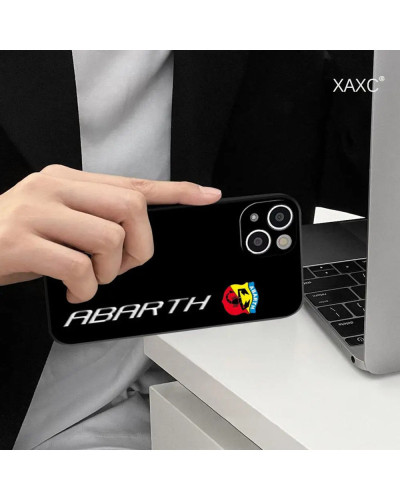 Abarth-funda de teléfono escorpión para Iphone, carcasa suave de esqueleto oscuro para modelos 15, 14, 12, 11, 13 Pro Max, Mini,