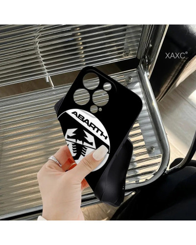 Abarth-funda de teléfono escorpión para Iphone, carcasa suave de esqueleto oscuro para modelos 15, 14, 12, 11, 13 Pro Max, Mini,