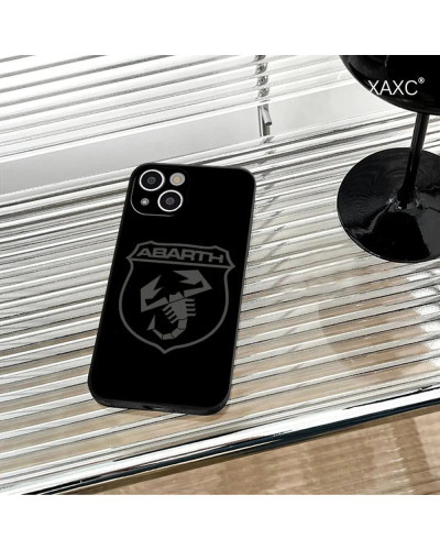 Abarth-funda de teléfono escorpión para Iphone, carcasa suave de esqueleto oscuro para modelos 15, 14, 12, 11, 13 Pro Max, Mini,