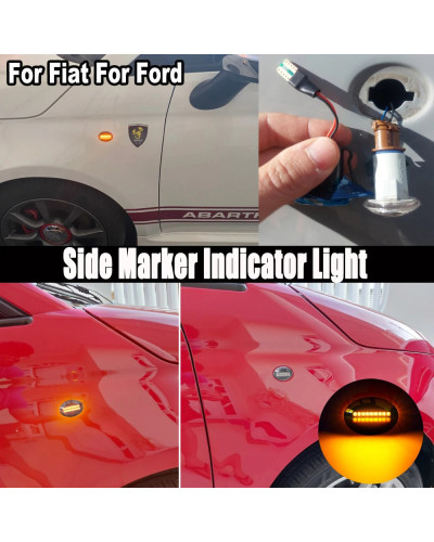 Luz LED de posición lateral para coche, lámpara de señal de giro transparente para FIAT 4S 63 3P NUOVA 500 ABARTH Ford KA DESDE 