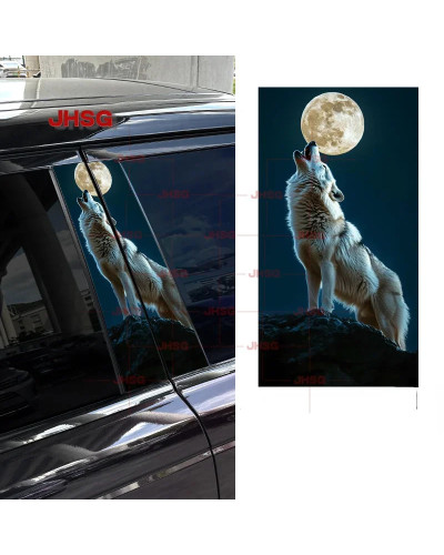 Pegatinas de vinilo de Lobo y luna llena para coche, cubierta decorati