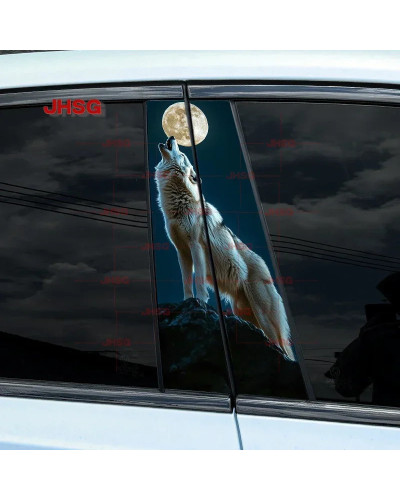 Pegatinas de vinilo de Lobo y luna llena para coche, cubierta decorati