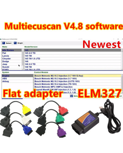 2023 Hot Auto Repair MultiEcuScan 4.8 Software For Fiat Connector Mult