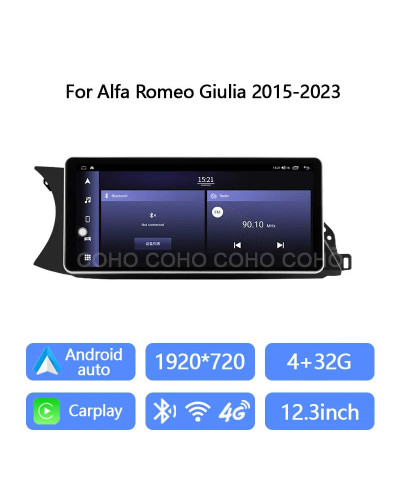 Radio con Gps para coche, reproductor con Android 12, 8 núcleos, 8 + 12,3G, 256 pulgadas, 2015x2023, carplay, para Alfa Romeo Gi