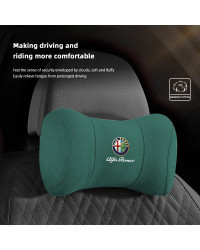 Reposacabezas de gamuza para coche, almohada de algodón con memoria para el cuello para Alfa Romeo 4C 159 Spider Giulia Giuliett