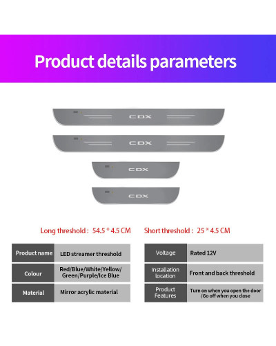 Lámpara de Ambiente de paso de luz de umbral de Pedal de bienvenida LED inalámbrica para coche Acura CDX ILX MDX NSX RDX RL RLX 