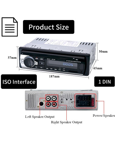 Radio estéreo Digital para coche, reproductor MP3, 1 din, Bluetooth, 60w x 4, FM, Audio, música, USB/SD, entrada auxiliar en el 