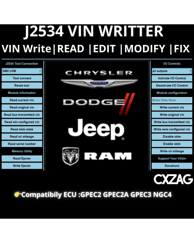 CHRYSLER VIN CHANGER + CDA 6 + WITECH 17 + ECU CONVERSER