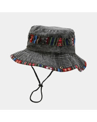 LDSLYJR-Sombrero de cubo de Color sólido de viento nacional para hombre y mujer, gorra de Sol de viaje al aire libre, 2022 algod