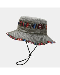 LDSLYJR-Sombrero de cubo de Color sólido de viento nacional para hombre y mujer, gorra de Sol de viaje al aire libre, 2022 algod