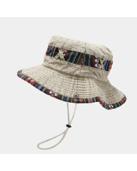 LDSLYJR-Sombrero de cubo de Color sólido de viento nacional para hombre y mujer, gorra de Sol de viaje al aire libre, 2022 algod