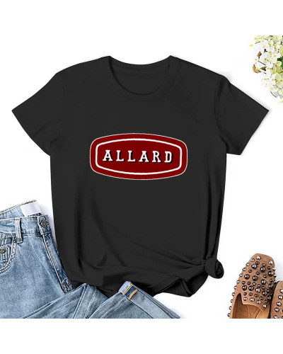 Logotipo de coche clásico para mujer, camiseta de Allard, ropa de verano divertida, ropa linda, vestido blanco, camiseta sexy