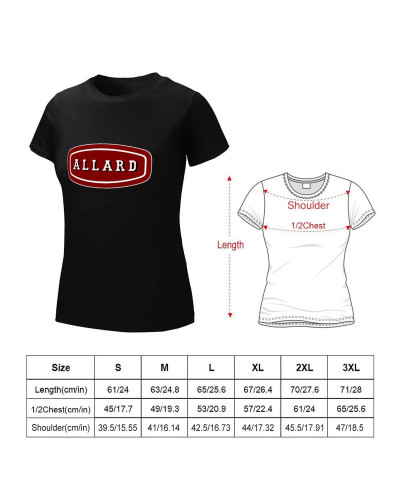 Logotipo de coche clásico para mujer, camiseta de Allard, ropa de verano divertida, ropa linda, vestido blanco, camiseta sexy