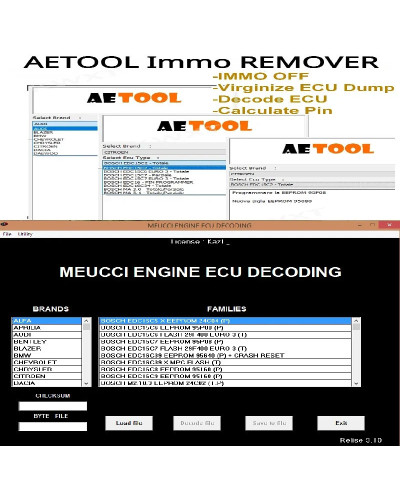 Logiciel Immo Meucci V3.1 + AETOOL IMMO REMOVER V1.3 SoftWare Reset Un