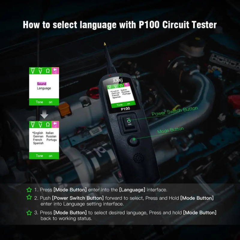 JDiag P100 Automotive Power Circuit Probe Kit Circuit Tester Car Volta