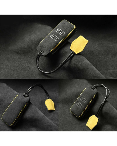 Funda de cuero de ante con 4 botones para llave de coche, funda para mando a distancia, soporte para llavero para Aston Martin D