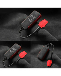 Funda de cuero de ante con 4 botones para llave de coche, funda para mando a distancia, soporte para llavero para Aston Martin D