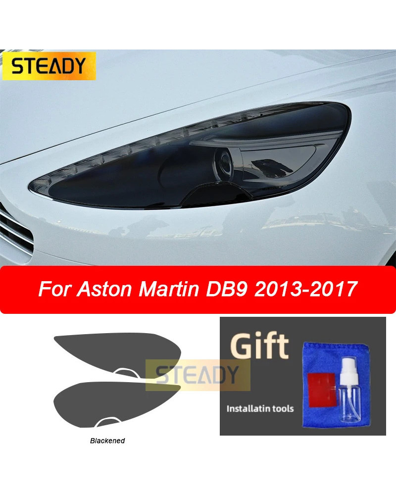 Película protectora para faros delanteros de coche, pegatina de TPU negra transparente para Aston Martin DB9 2013-2017, accesori