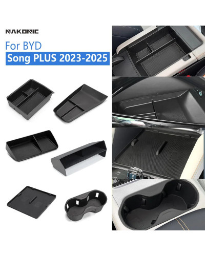 Para BYD Song Plus 2023 2024 2025 caja de almacenamiento con reposabra