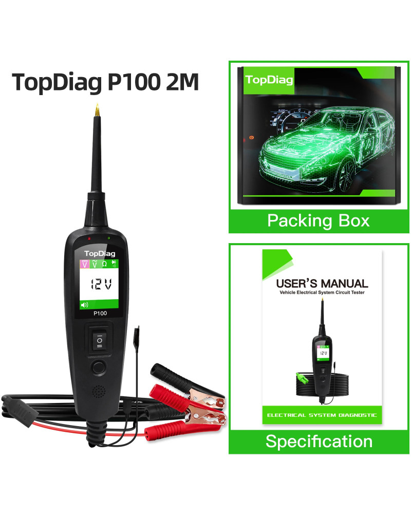 Topdiag-Testeur de circuit électrique de voiture P100 Pro Power Scan, outil de test de batterie de voiture, sonde de circuit éle