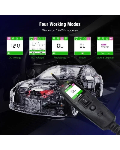 P100 Scanner de puissance de voiture et de camion, testeur de circuit électrique, sonde, testeur de batterie de voiture, outil a