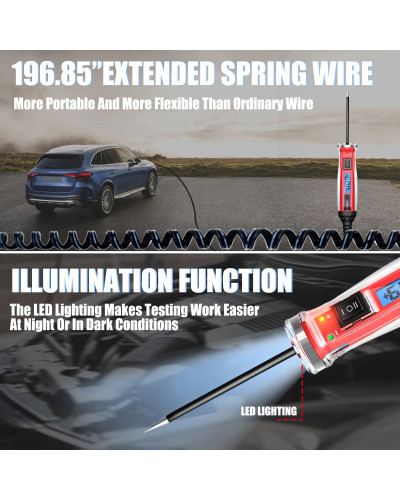 AWBLIN-Testeur de sonde de circuit d'alimentation, lampe de test automobile numérique LCD avec affichage et éclairage de tension