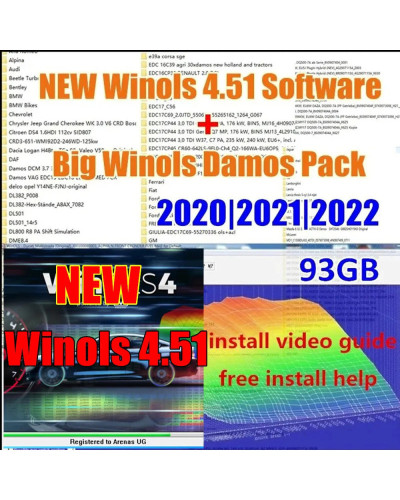 Hot Winols 4.51 Software with 93GB ECU Chip Tuning Maps Files Big Arch