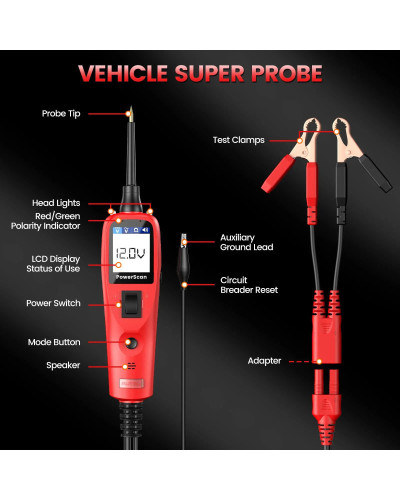 Autel-Testeur de sonde de circuit d'alimentation PS100, outil d'analyse de puissance de diagnostic du système électrique automob