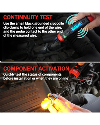 AWBLIN-Testeur de sonde de circuit d'alimentation, lumière de test automobile numérique LCD avec voltmètre, citations de tension