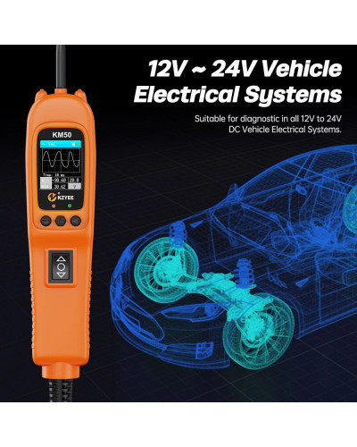 Kit de sonda de circuito de potencia de coche KM50, probador de circuito eléctrico automático, frecuencia/ciclo de trabajo, inye