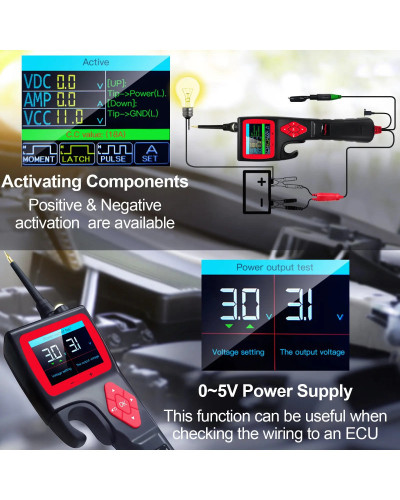 Topdiag-probador de circuito eléctrico automotriz P200, herramienta de diagnóstico de vehículos, 9V-30V, inyector de relé de bat