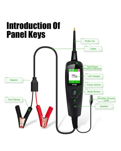 Probador de coche P100 24V 12V, pluma de sonda, circuito de prueba resistente al voltaje, escáner de batería de encendido, herra